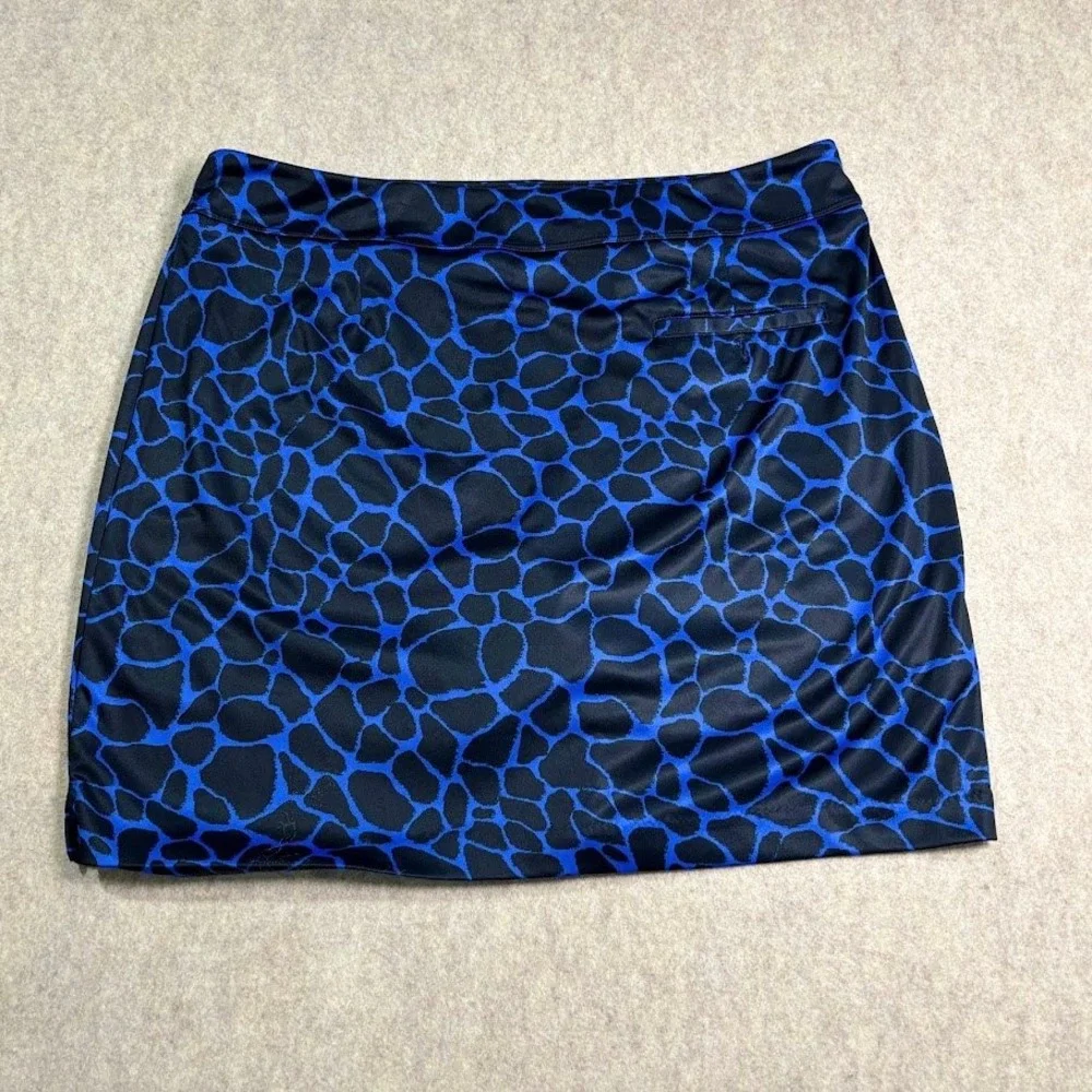 Greg Norman Golf Skort Womens L Blue Black Polyester Giraffe Animal Print